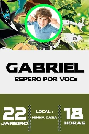 Convite de Aniversário Ben 10 com Foto para Editar Online