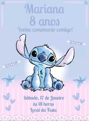 Convite Aniversário Stitch Fofo para Editar Online