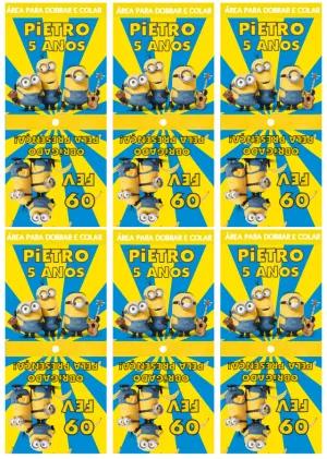 Capa para Pirulito Minions de Aniversário para Editar