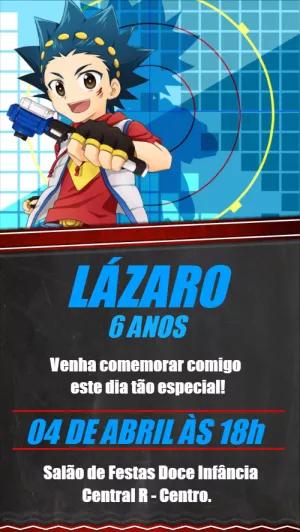 Convite de Aniversário Beyblade Burst para Editar Online