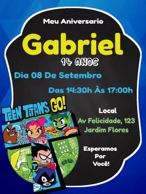 Convite Aniversário Jovens Titãs Go! para Editar Online