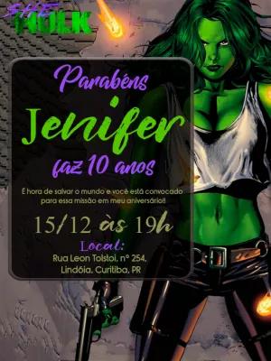 Convite de Aniversário She Hulk para Editar Online