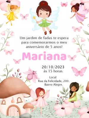 Convite Aniversário Bosque das Fadas para Editar Online