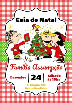 Convite de Natal Snoopy e Sua Turma para Editar Online
