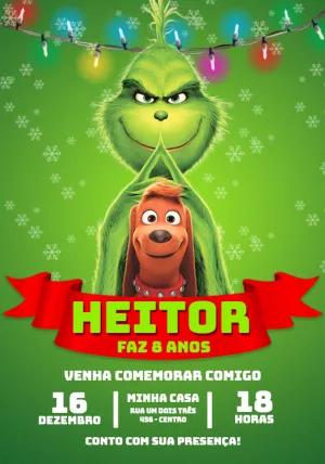 Convite de Aniversário do Grinch para Editar Online