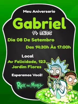 Convite Aniversário Rick e Morty para Editar e Imprimir