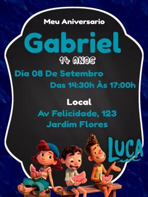Convite de Aniversário Luca com Personagens para Editar Online