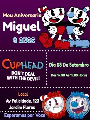 Convite de Aniversário Cuphead e Mugman para Editar Online