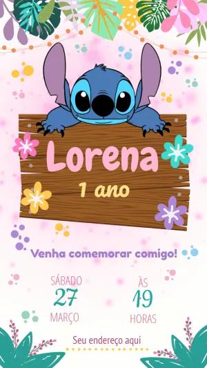 Convite Aniversário Stitch Tropical para Editar Online
