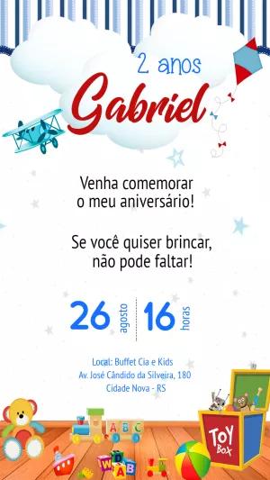 Convite de Aniversário Tema Brinquedos para Editar Online