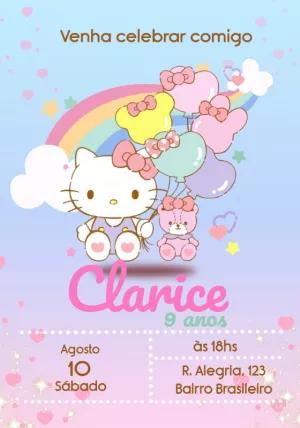 Convite de Aniversário Hello Kitty para Editar Online