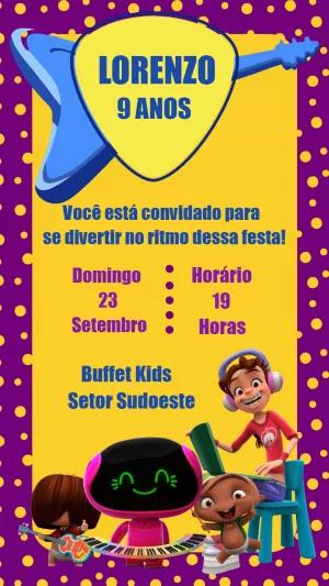 Convite de Aniversário Mini Beat Power Rockers para Editar