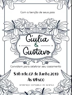 Convite de Casamento Floral Desenhado para Editar Online