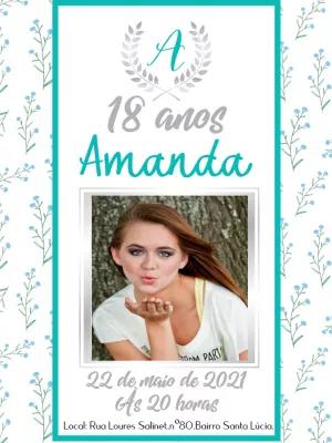 Convite de Aniversário com Foto Azul Tiffany para Editar Online