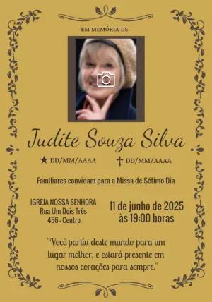 Convite Missa de Sétimo Dia com Foto para Editar Online