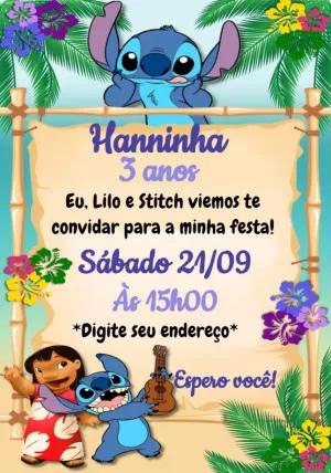 Convite de Aniversário Lilo e Stitch para Editar Online