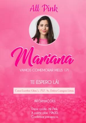 Convite de Aniversário All Pink com Foto para Editar Online