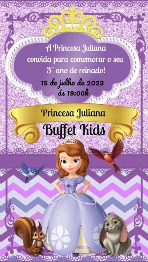 Convite de Aniversário Princesa Sofia para Editar Online