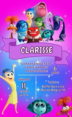Convite Aniversário Divertida Mente para Editar Online
