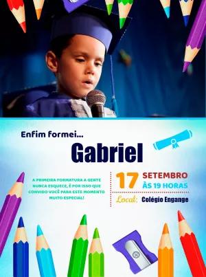 Convite Formatura Pré Escola com Foto para Editar Online
