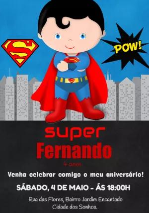 Convite de Aniversário Superman Baby para Editar Online