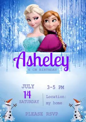 Frozen Birthday Invitation with Characters to Edit Online