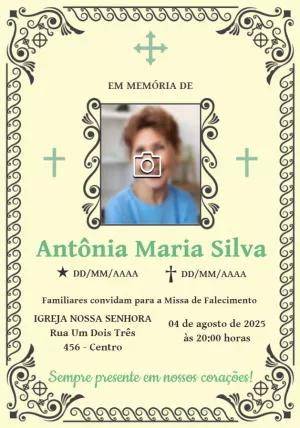 Convite Missa de Falecimento com Foto para Editar Online