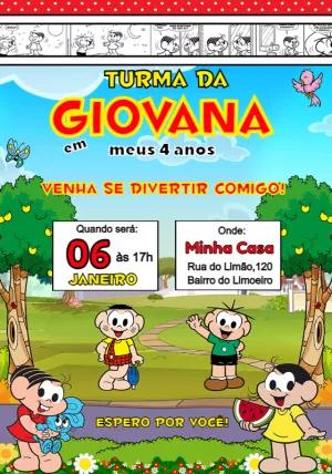 Convite de Aniversário Turma da Mônica para Editar Online