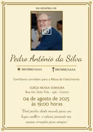 Convite Missa de Falecimento com Foto para Editar Online
