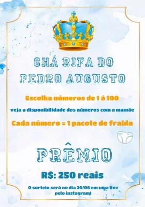Convite Chá Rifa Realeza Menino com Coroa para Editar Online