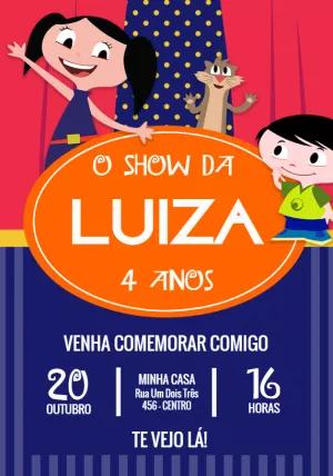 Convite Aniversário Show da Luna com Personagens para Editar Online