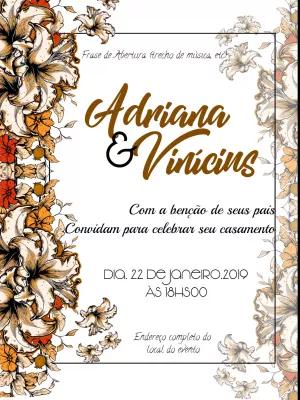 Convite de Casamento Floral com Lírios Delicados para Editar