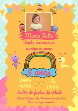 Convite Aniversário Bichikids com Foto para Editar Online