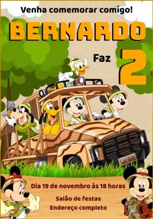 Convite de Aniversário Mickey Safari para Editar Online