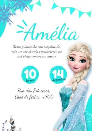 Convite Aniversário Frozen com Elsa para Editar Online