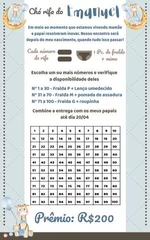 Convite Chá Rifa Girafinha para Editar Online e Imprimir