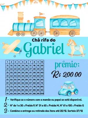 Chá Rifa Menino Tema Brinquedos para Editar Online