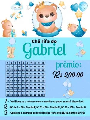 Rifa Chá de Bebê Ursinho Príncipe Editável Online