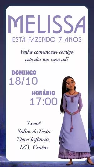 Convite de Aniversário Wish com Asha para Editar Online