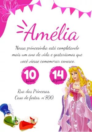 Convite de Aniversário Princesa Aurora para Editar Online