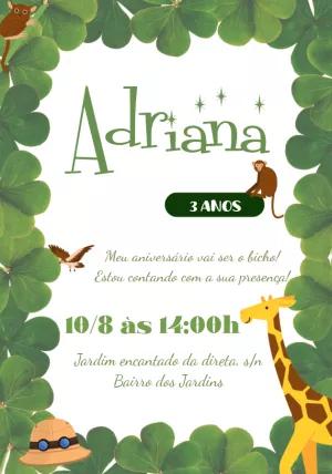 Convite Aniversário Safari com Bichos da Selva para Editar