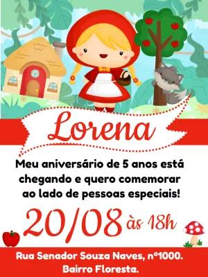 Convite Aniversário Chapéuzinho Vermelho para Editar Online