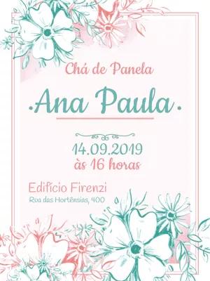 Convite Chá de Panela Floral Aquarela para Editar Online