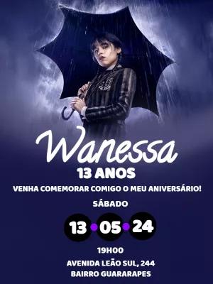 Convite de Aniversário Wandinha Addams para Editar Online