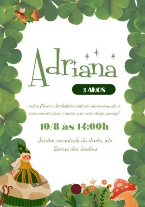 Convite Aniversário Jardim Encantado com Fada para Editar Online