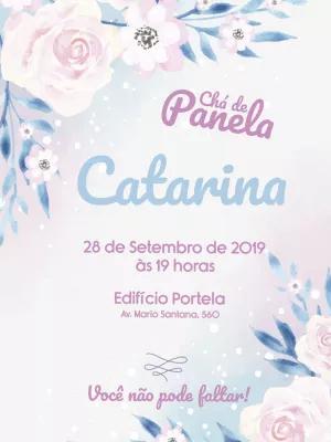 Convite Chá de Panela Floral Aquarela para Editar Online