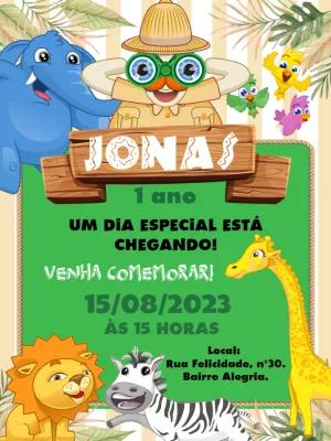 Convite Aniversário Mundo Bita Safari para Editar Online
