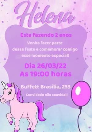 Convite Aniversário Unicórnio Mágico para Editar Online