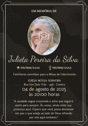 Convite Missa de Falecimento com Foto para Editar Online