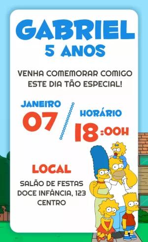 Convite de Aniversário Simpsons com a Família para Editar Online